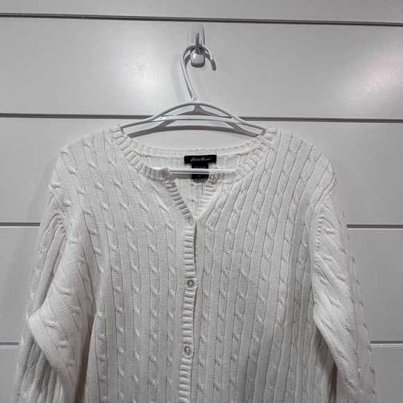 Eddie Bauer made in Australia white knit cardigan cotton blend size L-read descr - Picture 3 of 16